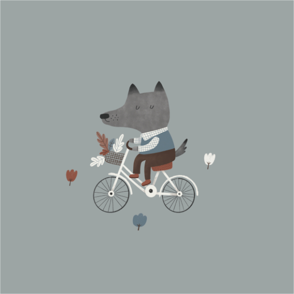 2. Trieda - Bavlna exclusive PANEL M vlk na bicykli