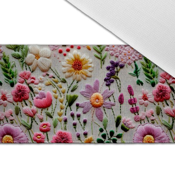 Látka s potlačou nepremokavý polyester TD/NS vyšívané kvety potlač Violet