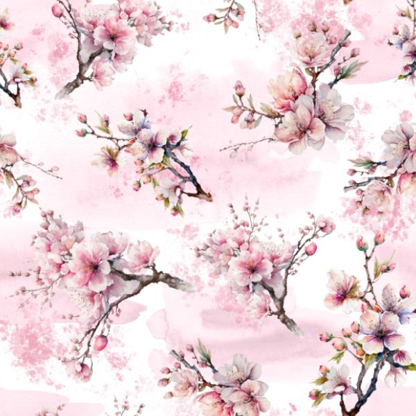 Panel so strihom M šifón/silky kimono sakura kvety 