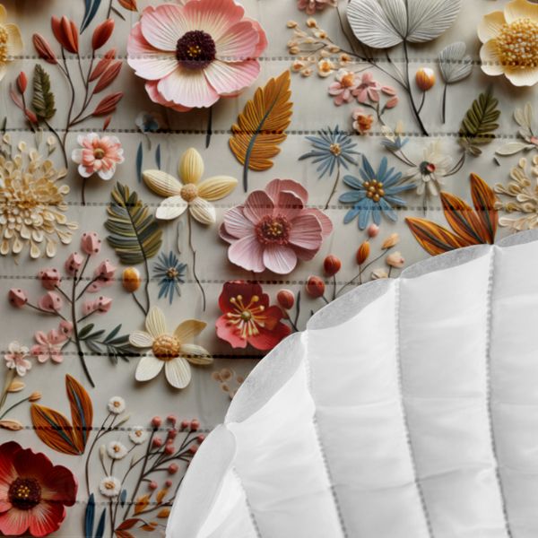 Bavlna premium Takoy 3D kvety potlač Eleny