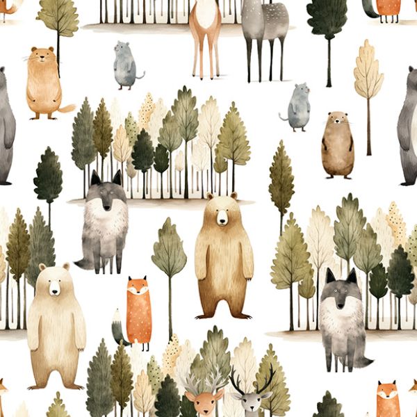 Teplákovina Takoy PANEL 50x60 cm maľované zvieratká akvarel líšky