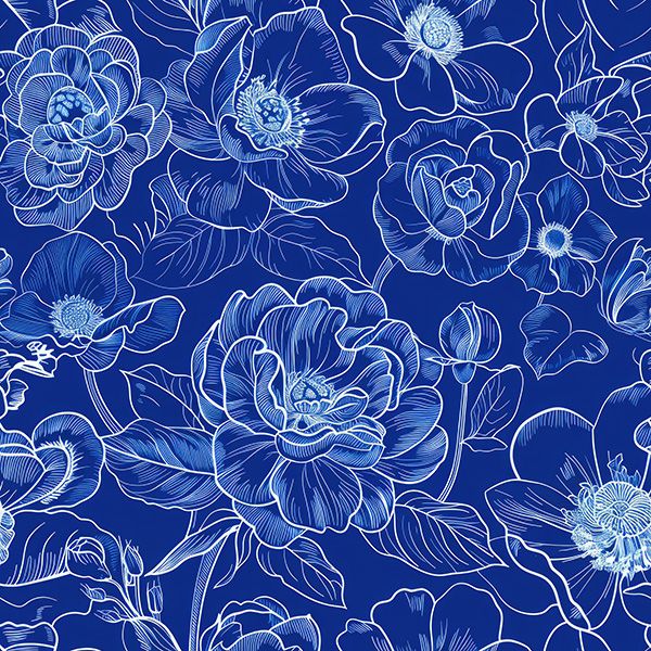 Mäkký tyl kvety imitácia modrotlače