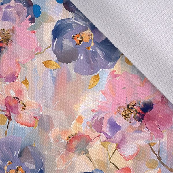Dizajnová ekokoža (koženka) s potlačou jarné kvety pastel maľovaný