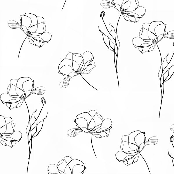 Umelý hodváb/silky elastický kvety skica maxi vzor