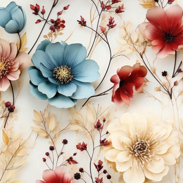 Bavlna premium Takoy béžové kvety Renia