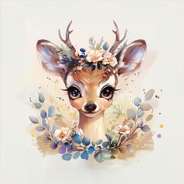 Panel na podložku na hranie / nepremokavý polyester flowers deer