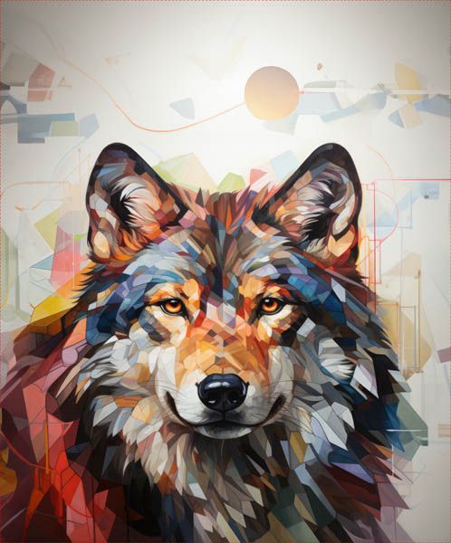 Panel z nepremokavého polyesteru 50x50 geometrický vlk
