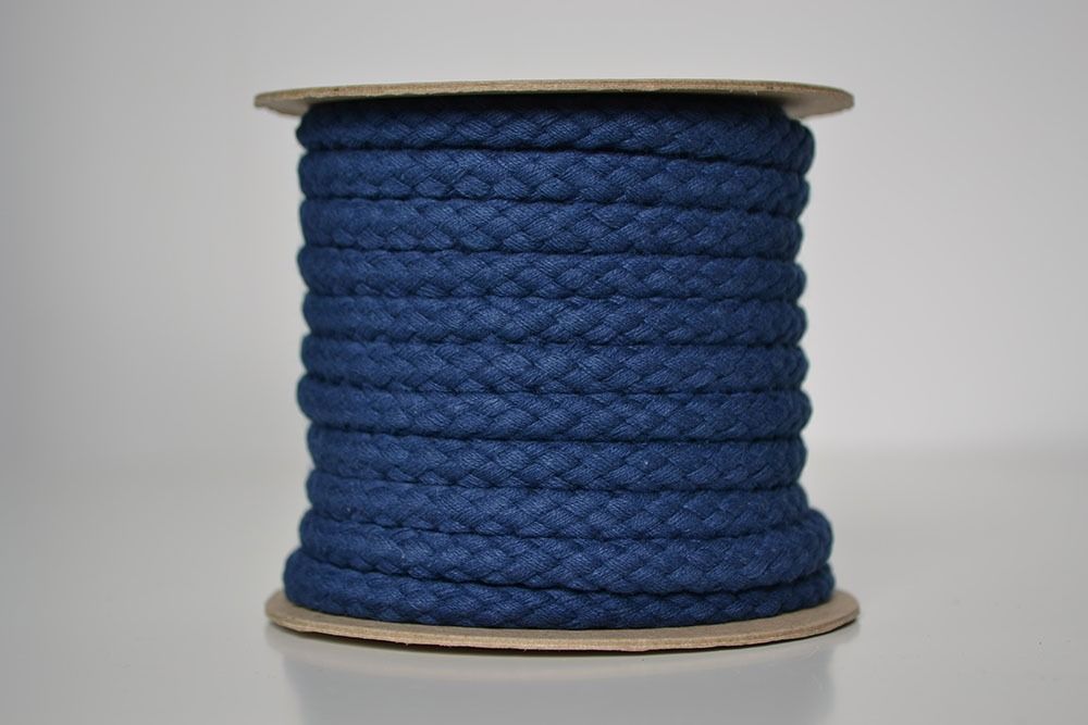 Pletená bavlnená šnúra modrá 1 cm premium