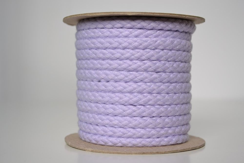 Pletená bavlnená šnúra svetlá fialová 1 cm premium