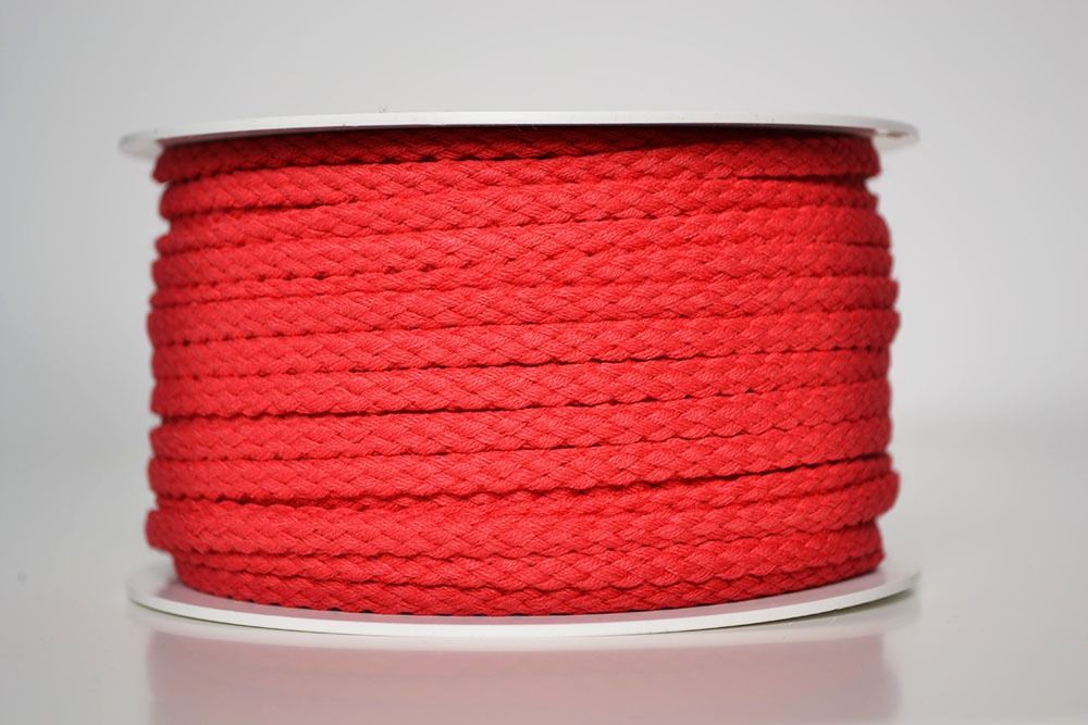 Pletená bavlnená šnúra červená 5 mm premium