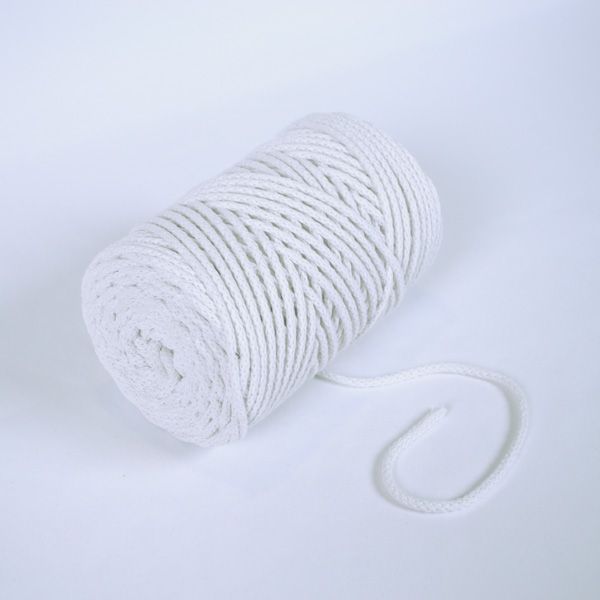 Pletená bavlnená šnúra 6mm premium biela