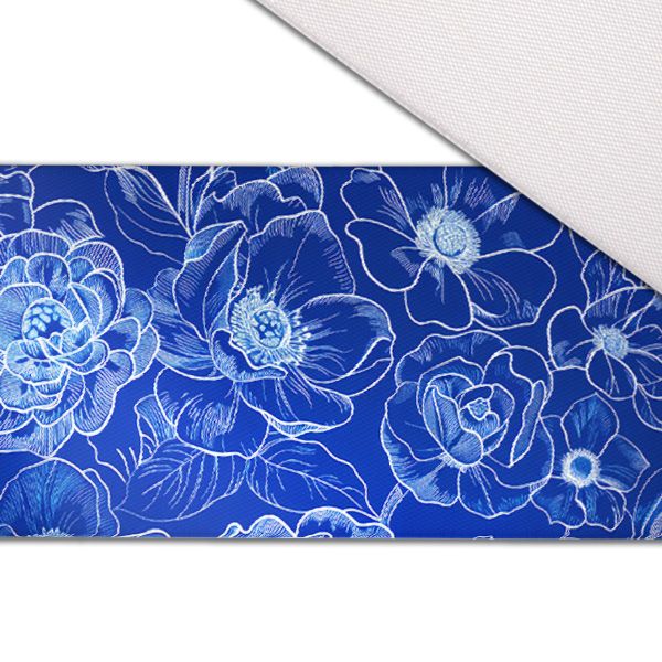 Látka s potlačou nepremokavý polyester TD/NS kvety imitácia modrotlače