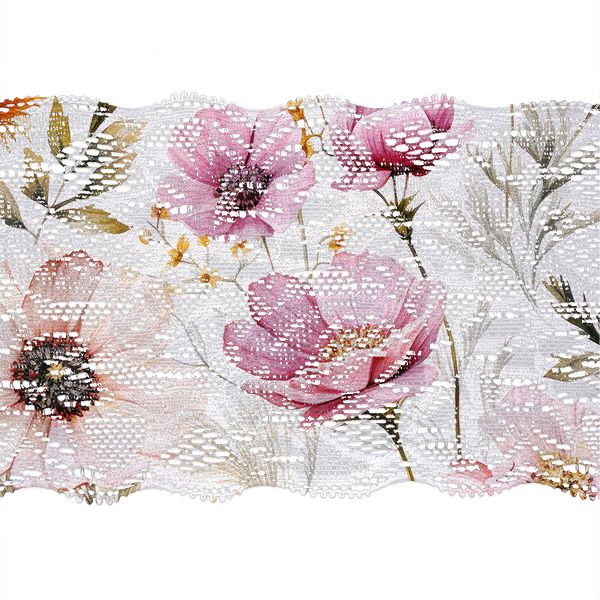 Látka s potlačou nepremokavý polyester TD/NS letné kvety Romantika