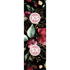 Veľkostný štítok na oblečenie set 10ks - Zlaté kvety čierne XS