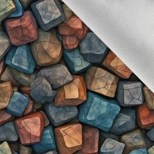 Látka softshell zimný farebné kamene 3D 