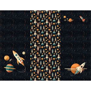 Panel na fusak z nepremokavého polyesteru 155x120 rakety vesmír