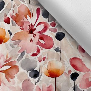 Látka s potlačou nepremokavý polyester TD/NS akvarelové kvety Aiva
