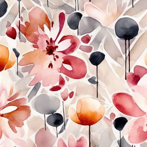 Bambusové plátno s bavlnou limitka akvarelové kvety Aiva