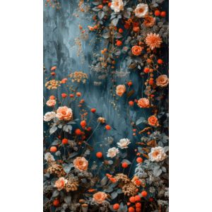 Panel na záves, fotoplátno 160x265 cm kvetinová stena petrolej