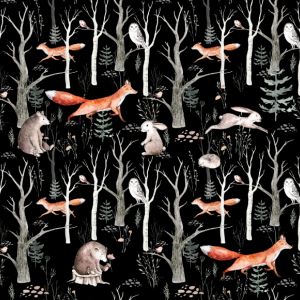 Panel na PUL nohavičky mláďatá v lese čierna