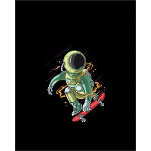 Panel na ruksak 50x40 zelený astronaut na skateboarde