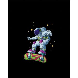 Panel na ruksak 50x40 modrý astronaut na skateboarde