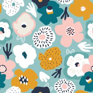 Hladký šifón/ silky veselé kvety - veľký vzor