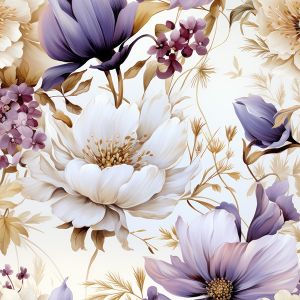 Zbytky - Umelý hodváb/silky elastický fialové kvety Vilma