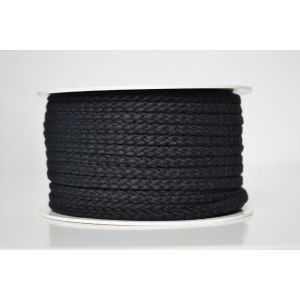 Zbytky - Pletená bavlnená šnúra čierna 5 mm premium