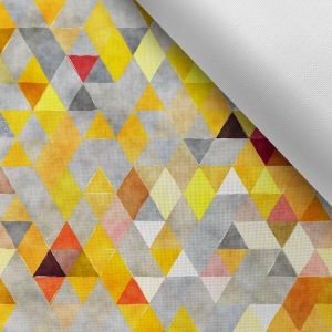 Zbytky - Látka s potlačou nepremokavý polyester TD/NS trojuholník žltý