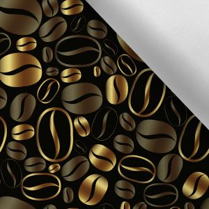 Zbytky - Látka s potlačou nepremokavý polyester TD/NS zlaté kávové zrno