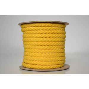 Pletená bavlnená šnúra žltá 1 cm premium