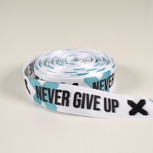 Prámik 25mm motivačné texty modrý - Never give up