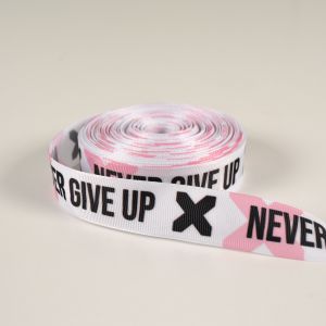 Prámik 25mm motivačné texty ružový - Never give up