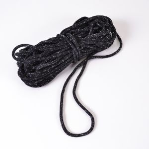 Pletená bavlnená šnúra so strieborným lurexom 7mm premium čierna