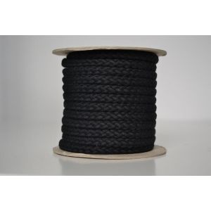 Odrezok - Pletená bavlnená šnúra čierna 1 cm premium