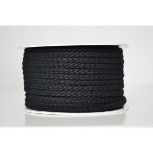 Odrezok - Pletená bavlnená šnúra čierna 5 mm premium