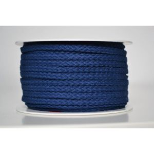 Odrezok - Pletená bavlnená šnúra modrá 5 mm premium