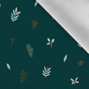 Odrezok - Softshell zimný smaragdové vetvičky