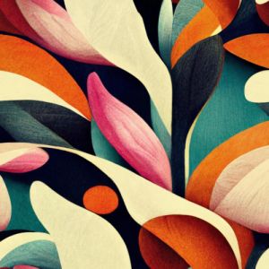 Odrezok - Viskózové plátno 150cm abstraktné kvety oblé