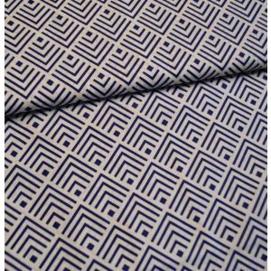 Látka bavlna geometric pattern white/blue